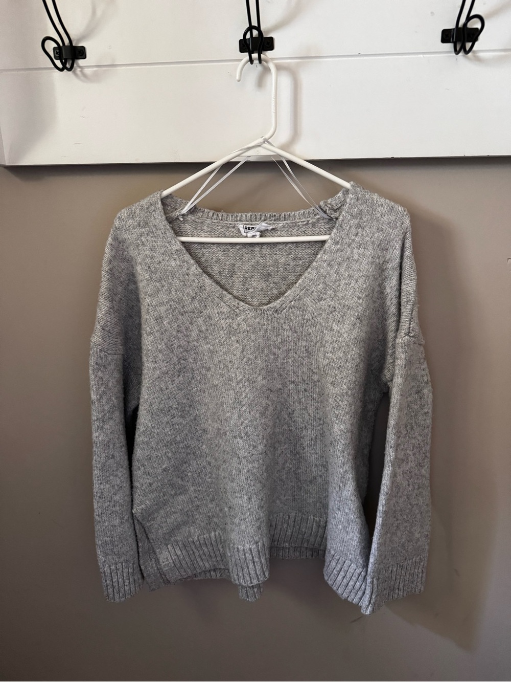 Soft V-Neck Gray Women's Sweater
